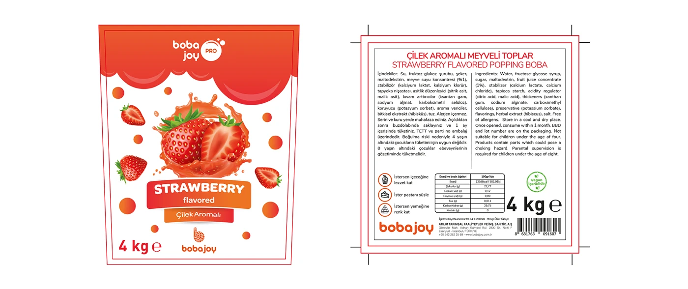 Bobajoy Strawberry ambalaj tasarımı