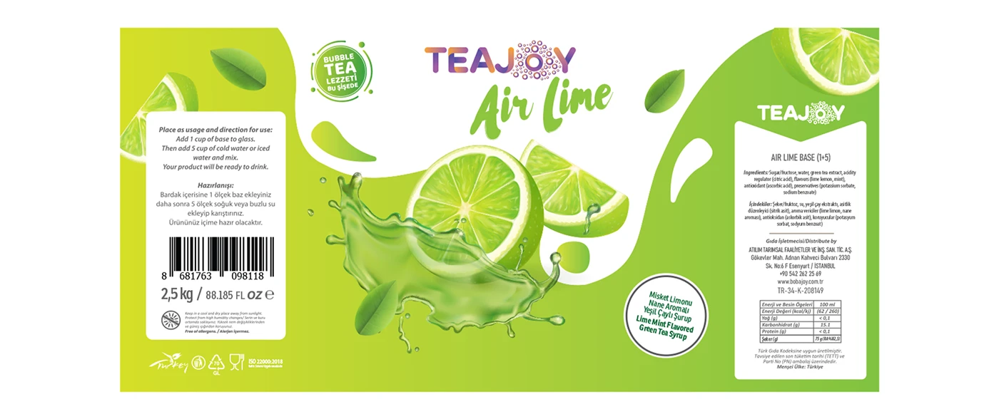 Teajoy Air Lime ambalaj tasarımı