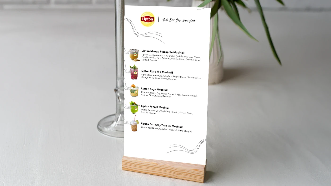 Lipton mocktail menü tasarımı