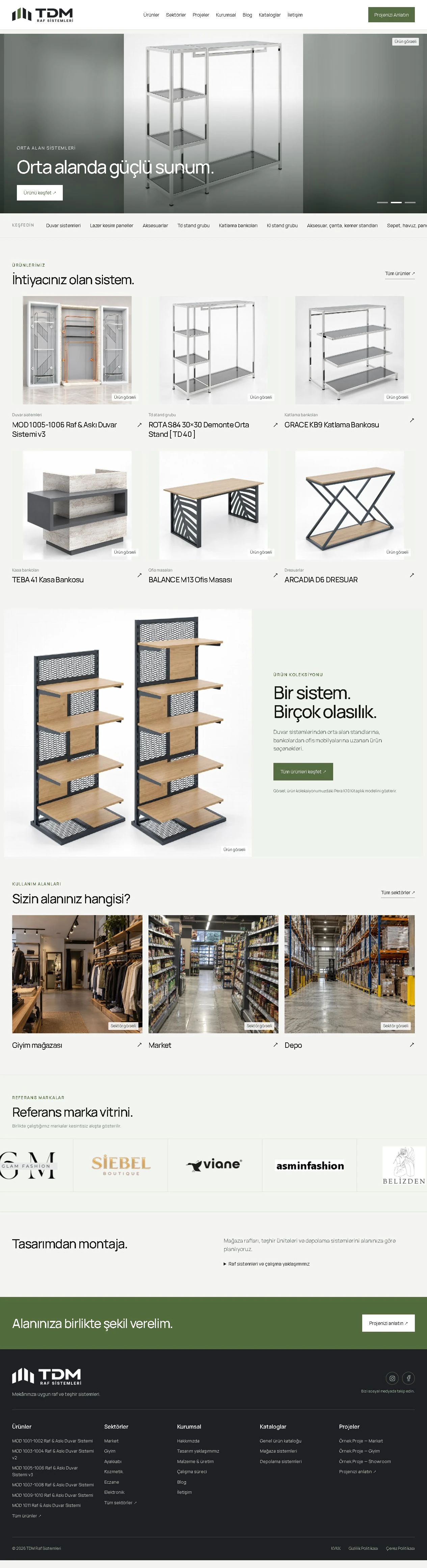 TDM Raf Sistemleri projesinden kurumsal web
